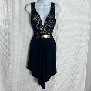Monaco Black and Gold Asymmetrical Dress